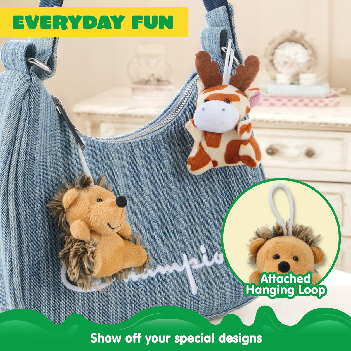 JOYIN 24 Pcs Mini Safari Animal Plush Toys – 3-inch Each, 12 Designs, Party Favors & Gifts