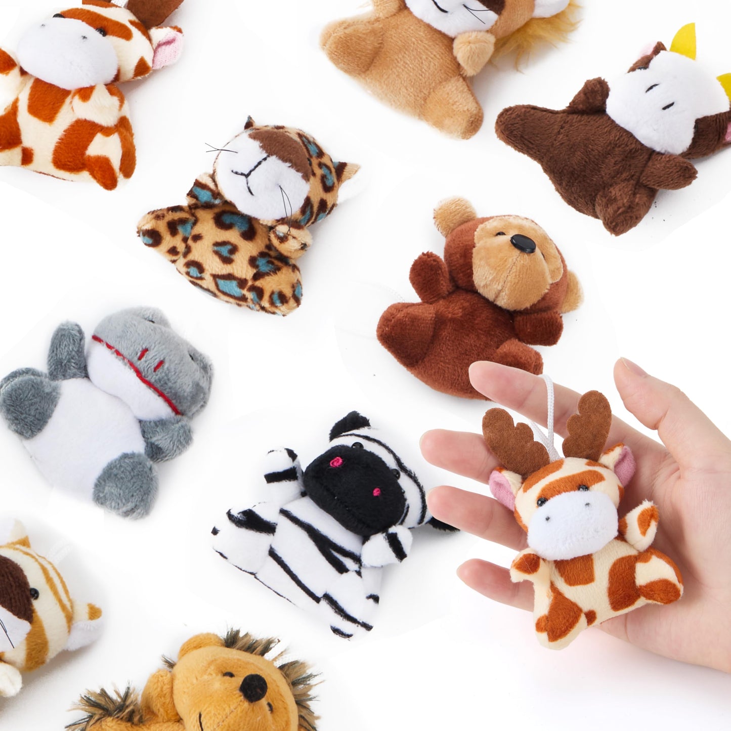 JOYIN 24 Pcs Mini Safari Animal Plush Toys – 3-inch Each, 12 Designs, Party Favors & Gifts