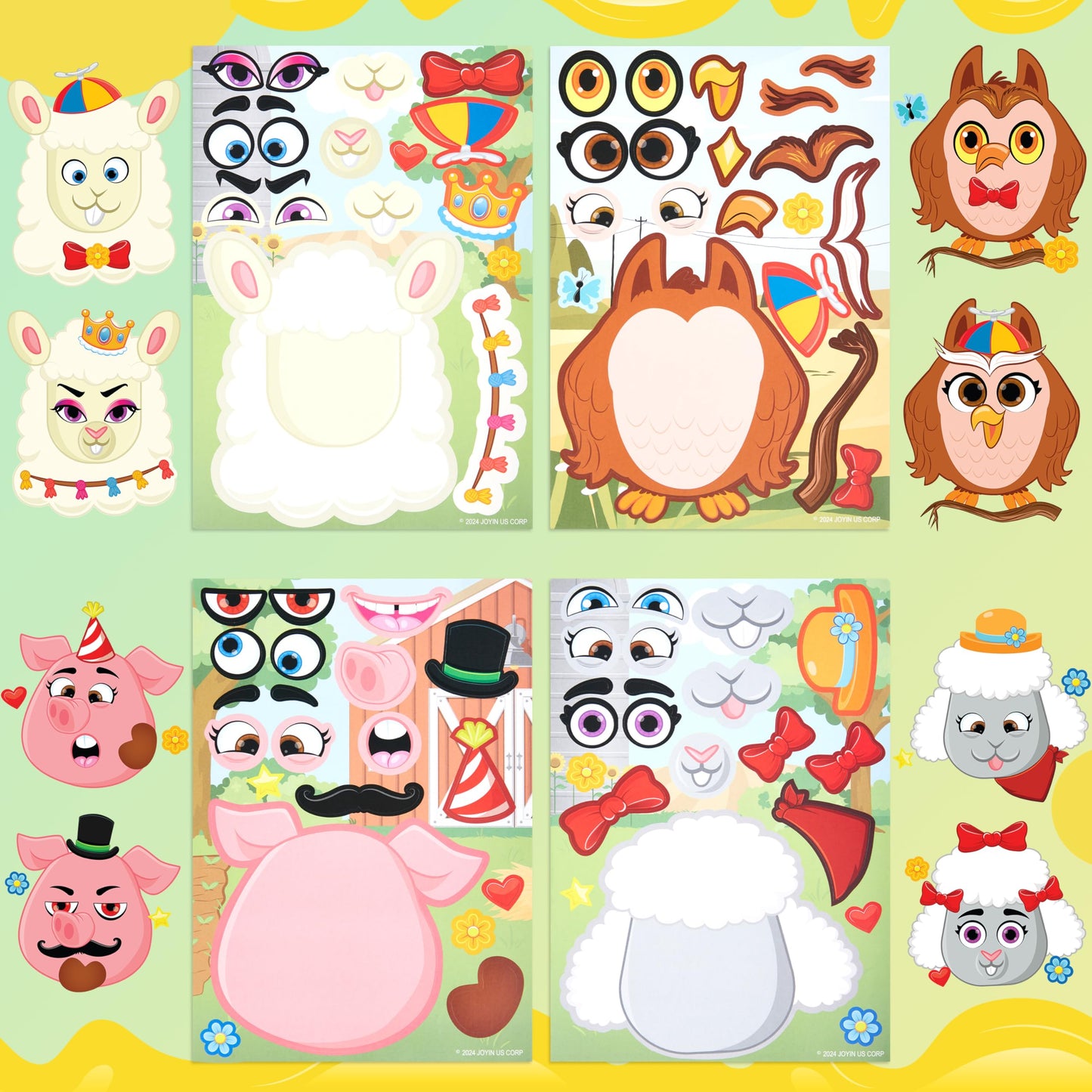 JOYIN 36 Pcs Farm Animals Make-a-Face Stickers – Mix & Match Party Decor & Kids Crafts