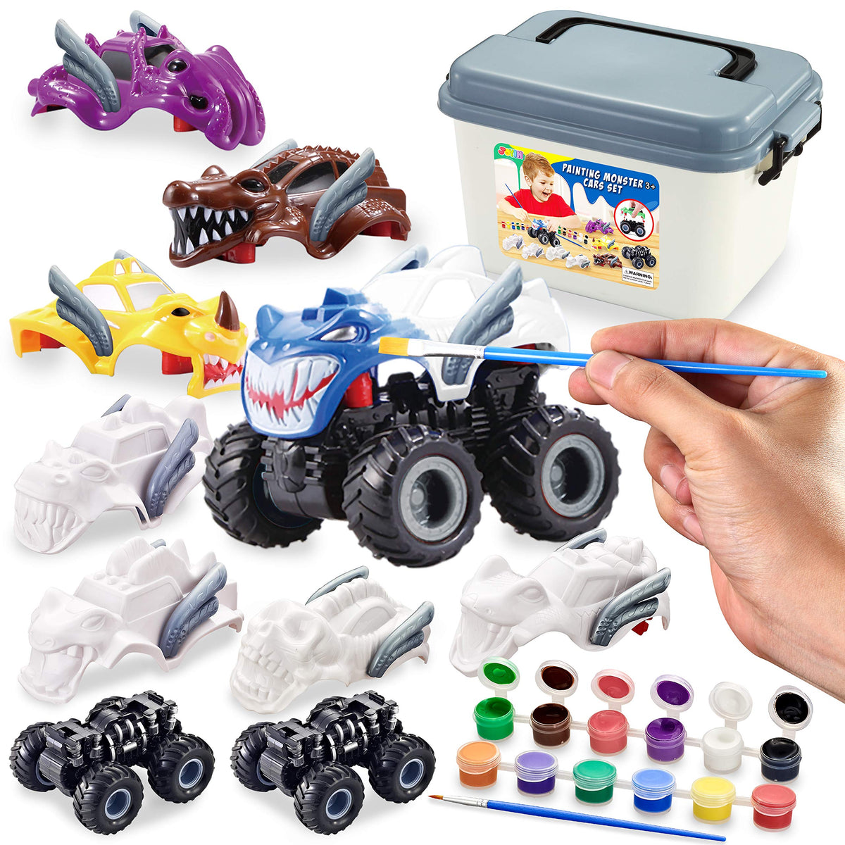 JOYIN Monster Car Craft Kit - Build & Paint Your Own Friction-Powered Truck for Kids