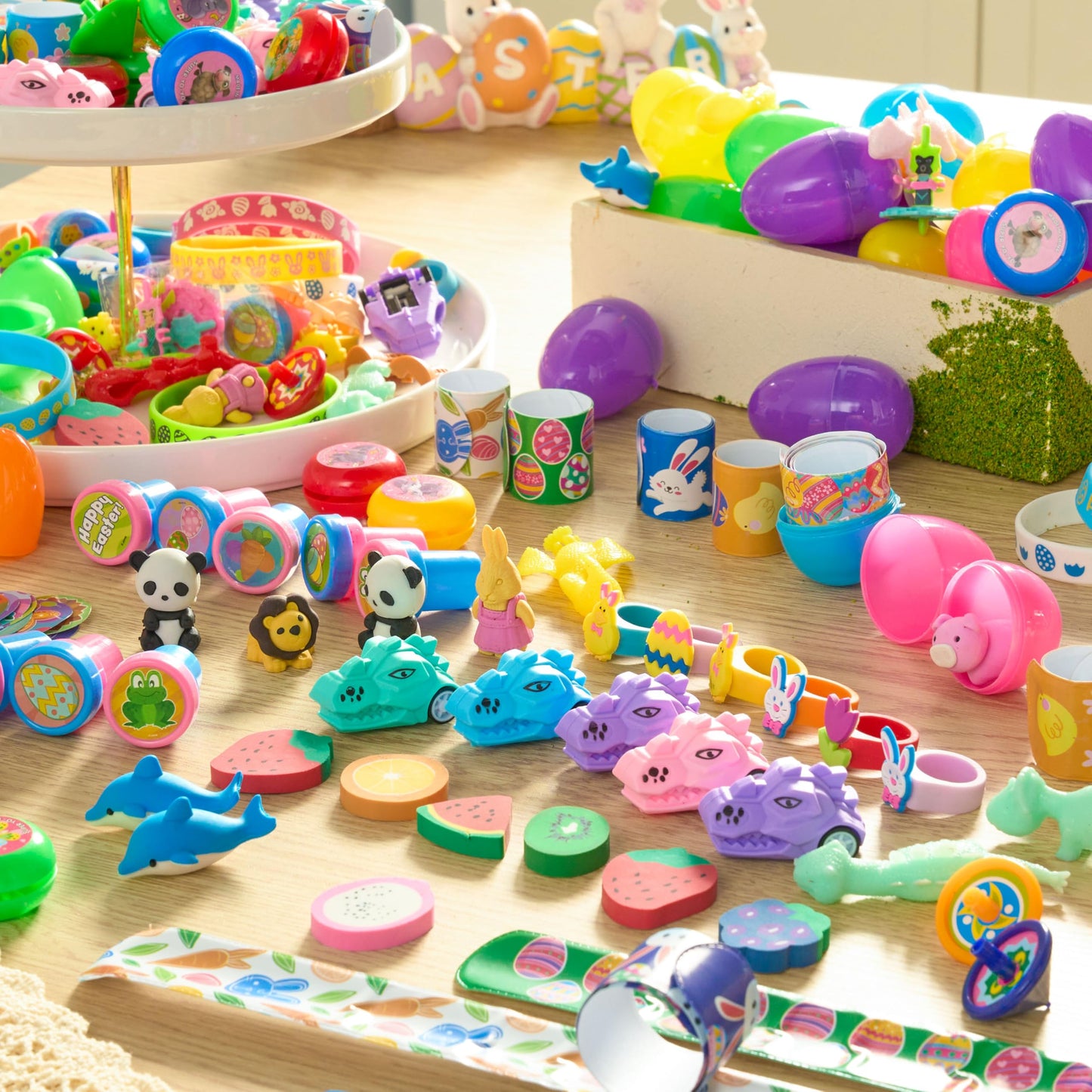 JOYIN 200 Pcs Prefilled Easter Eggs with Assorted Toys & Stickers Inside | Easter Egg Hunt Favors