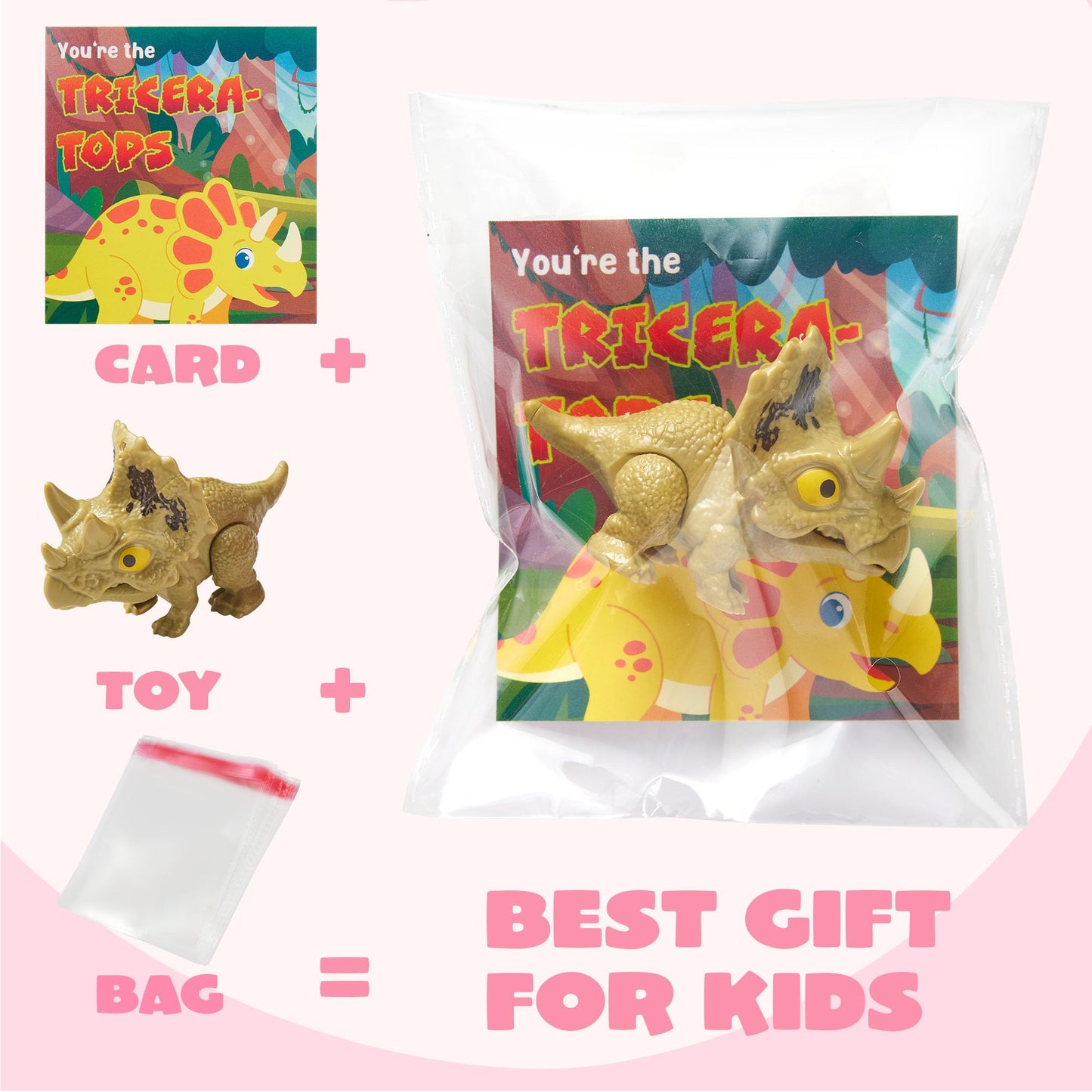 JOYIN 24 Pcs Valentine's Day Cards with Movable Dinosaur Toys – 12 Designs, Classroom Favors