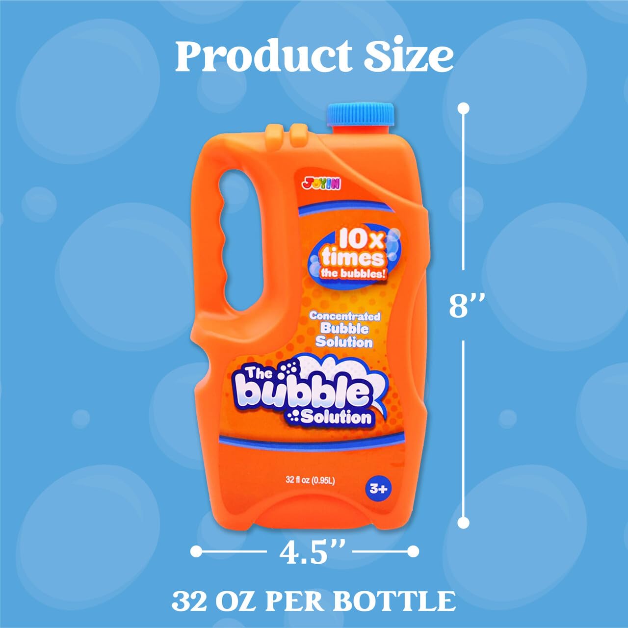 JOYIN 32 oz Bubble Solution Refills – Concentrated Outdoor Bubble Solution (Orange) for Machines, Wands & Parties