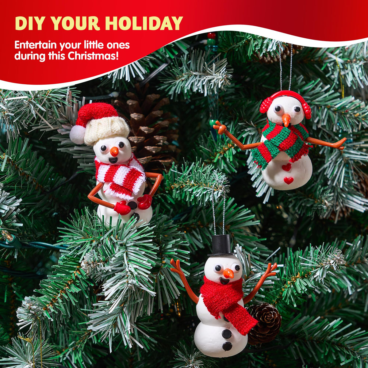 JOYIN Christmas Build a Snowman Craft Kit – 3 Pack DIY Snowman Set