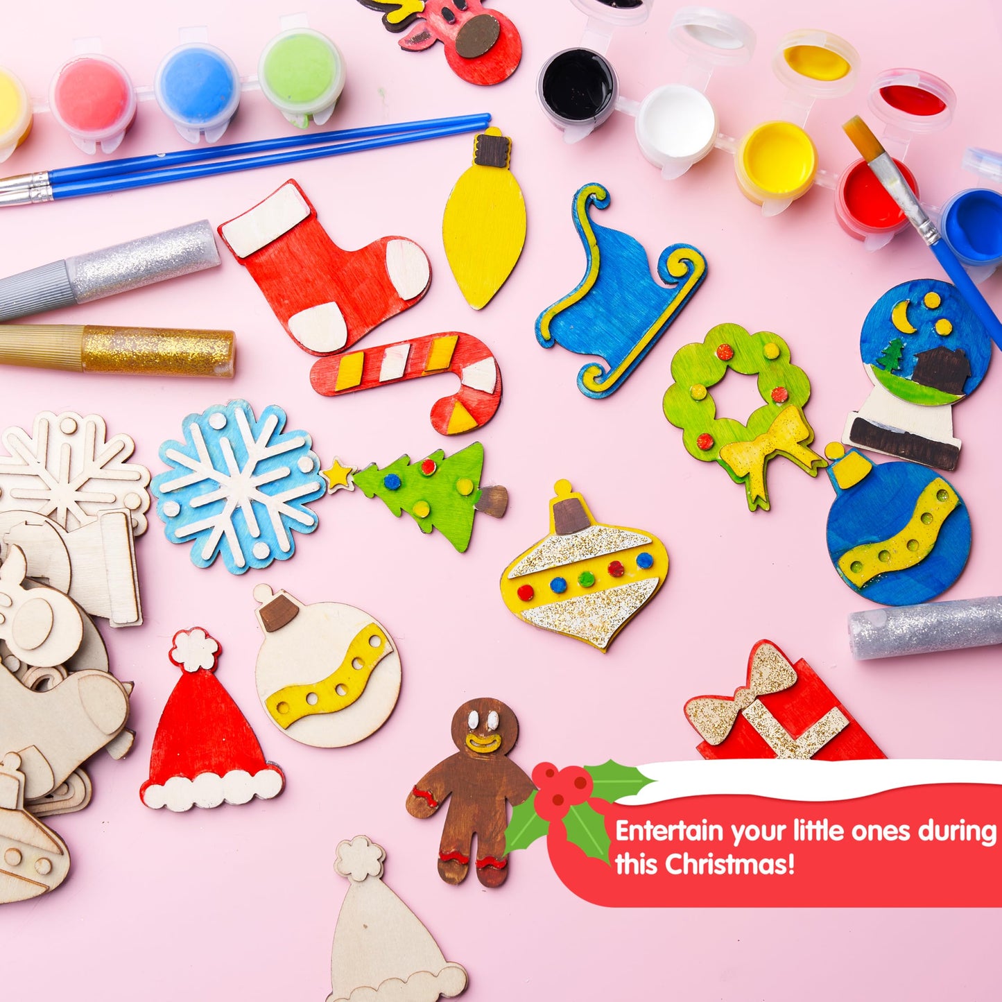 JOYIN 14 Christmas Wooden Magnet Craft Kit for Kids – Paint & Create