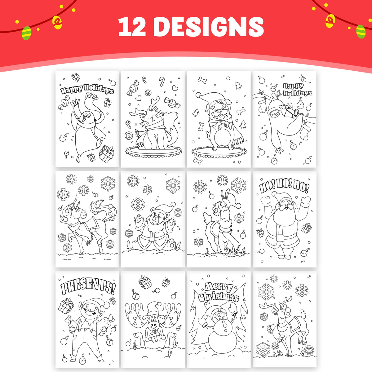 JOYIN 24 Pcs Christmas Coloring Books Bulk – 6 Covers, 12-Page Kids Activity Books for Holidays
