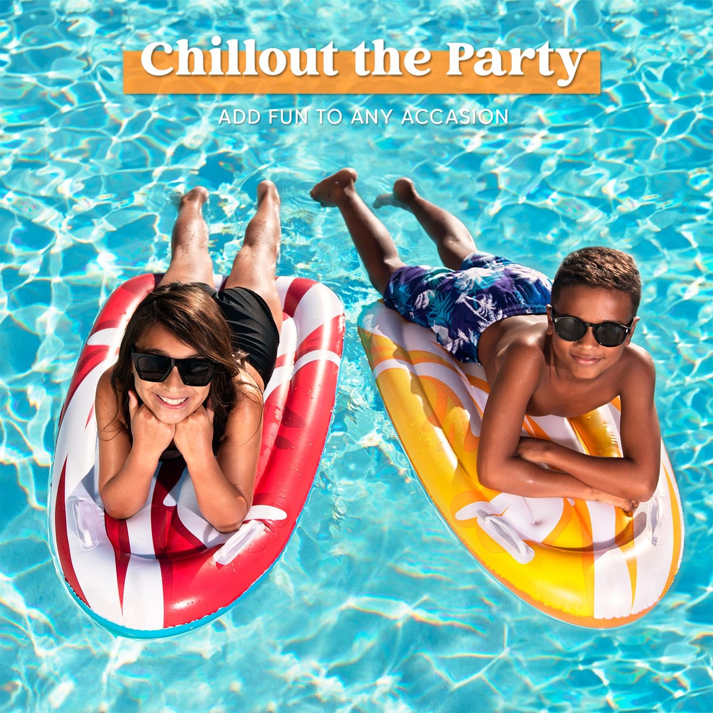 JOYIN 2-Pack Inflatable Body Boards for Pool - Red and Yellow Learn-to-Swim