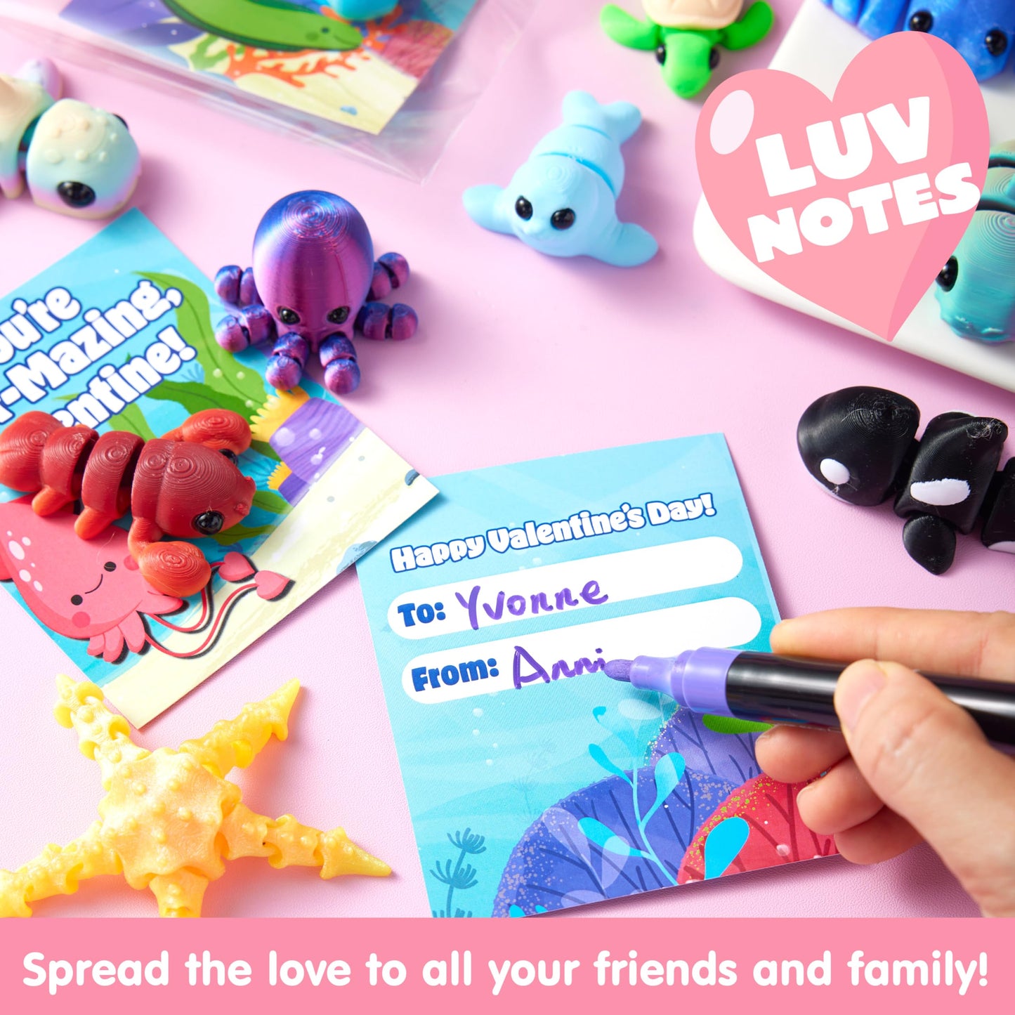 JOYIN 28Pcs Valentines Gift Cards with 3D Ocean Animals – Party Favors & Classroom Exchange