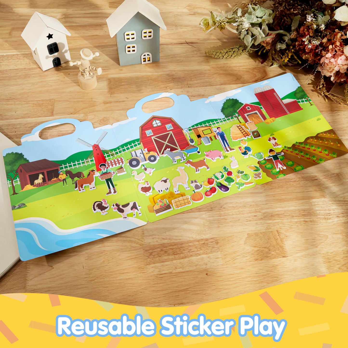 JOYIN 3 Sets Animal Reusable Sticker Book for Toddlers – Farm Ocean Safari