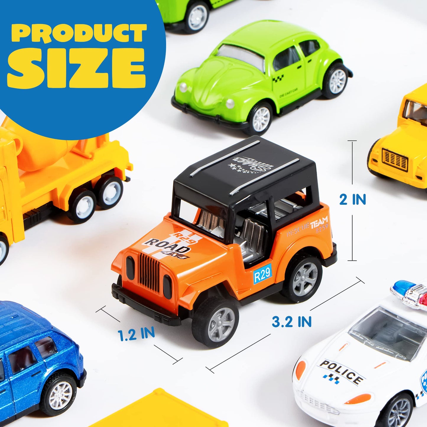 JOYIN 20PCS Die Cast Pull Back Cars — Metal Toy Cars Set for Toddlers