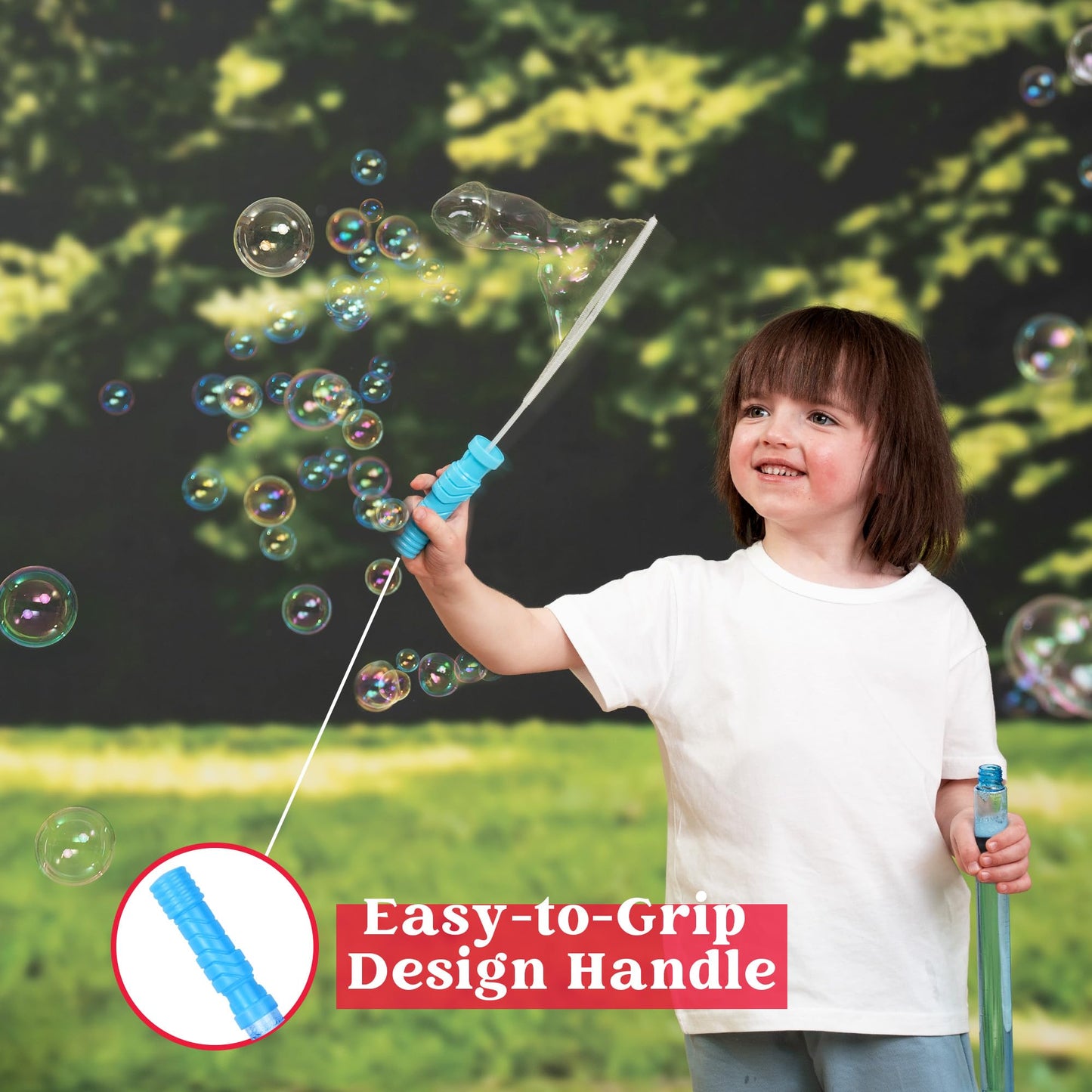 JOYIN 14.6-Inch Big Bubble Wands — 6-Color Giant Bubble Set with Refill Solution