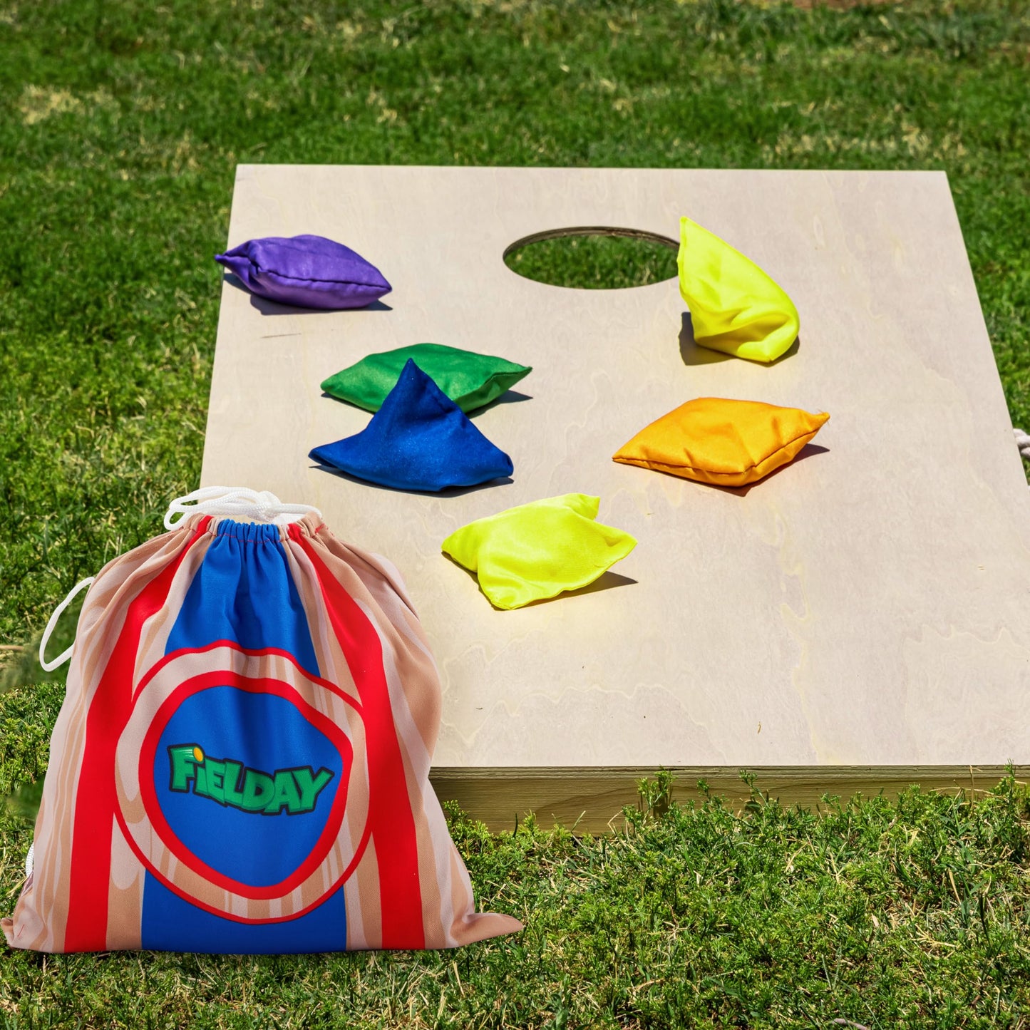 JOYIN 16 Cornhole Bean Bags Set – 4.7” x 4.7”, All-Weather Nylon, Carry Bag Included