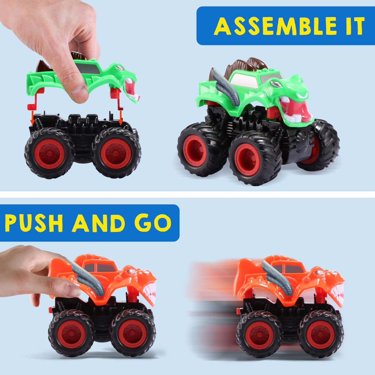 JOYIN Monster Car Craft Kit - Build & Paint Your Own Friction-Powered Truck for Kids