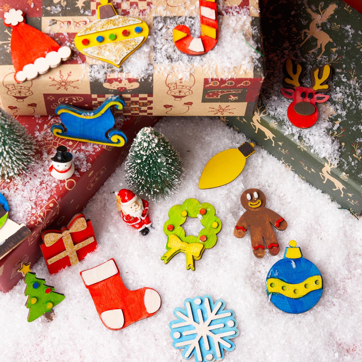 JOYIN 14 Christmas Wooden Magnet Craft Kit for Kids – Paint & Create