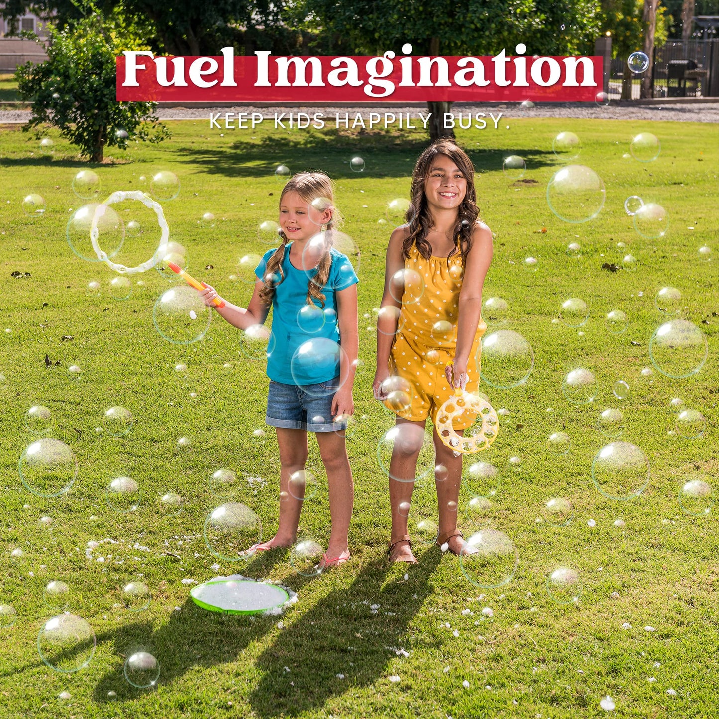 JOYIN Big Bubble Wands Set with Tray – 21-inch Giant Bubbles for Outdoor Fun, 6-Pcs Solution Included