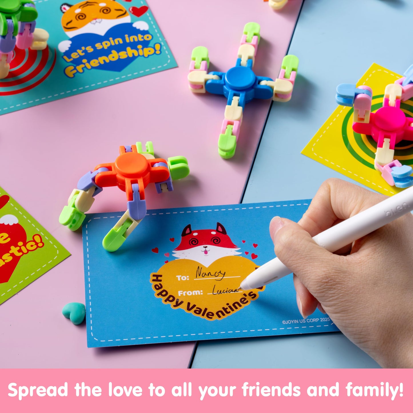 JOYIN 30-Pack Valentine’s Day Fidget Spinners with 6 Gift Card Designs