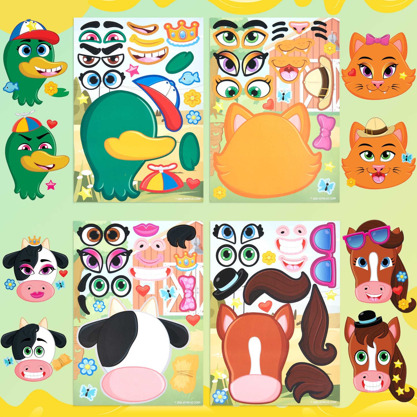 JOYIN 36 Pcs Farm Animals Make-a-Face Stickers – Mix & Match Party Decor & Kids Crafts
