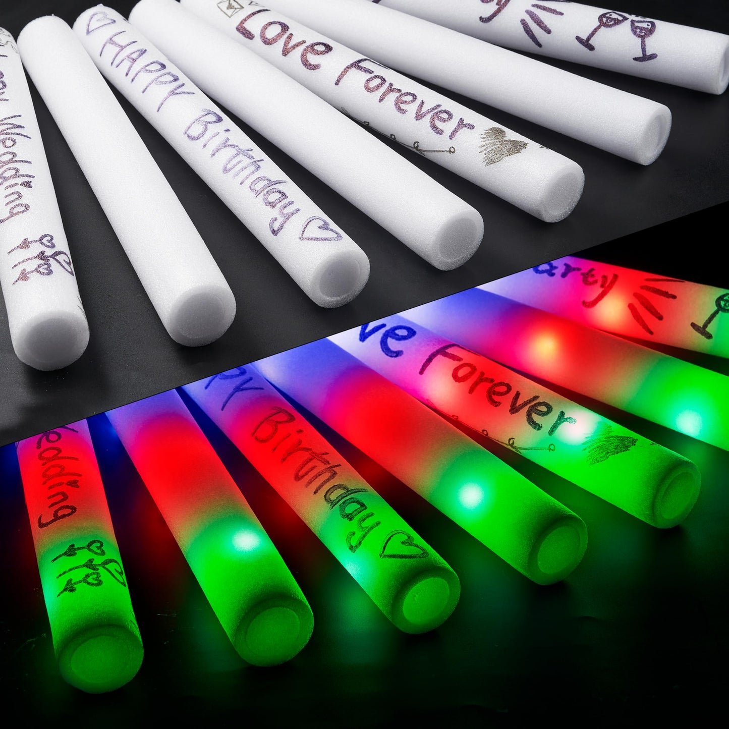 JOYIN 42 PCS LED Light Up Foam Sticks – 3 Modes for Party Favors