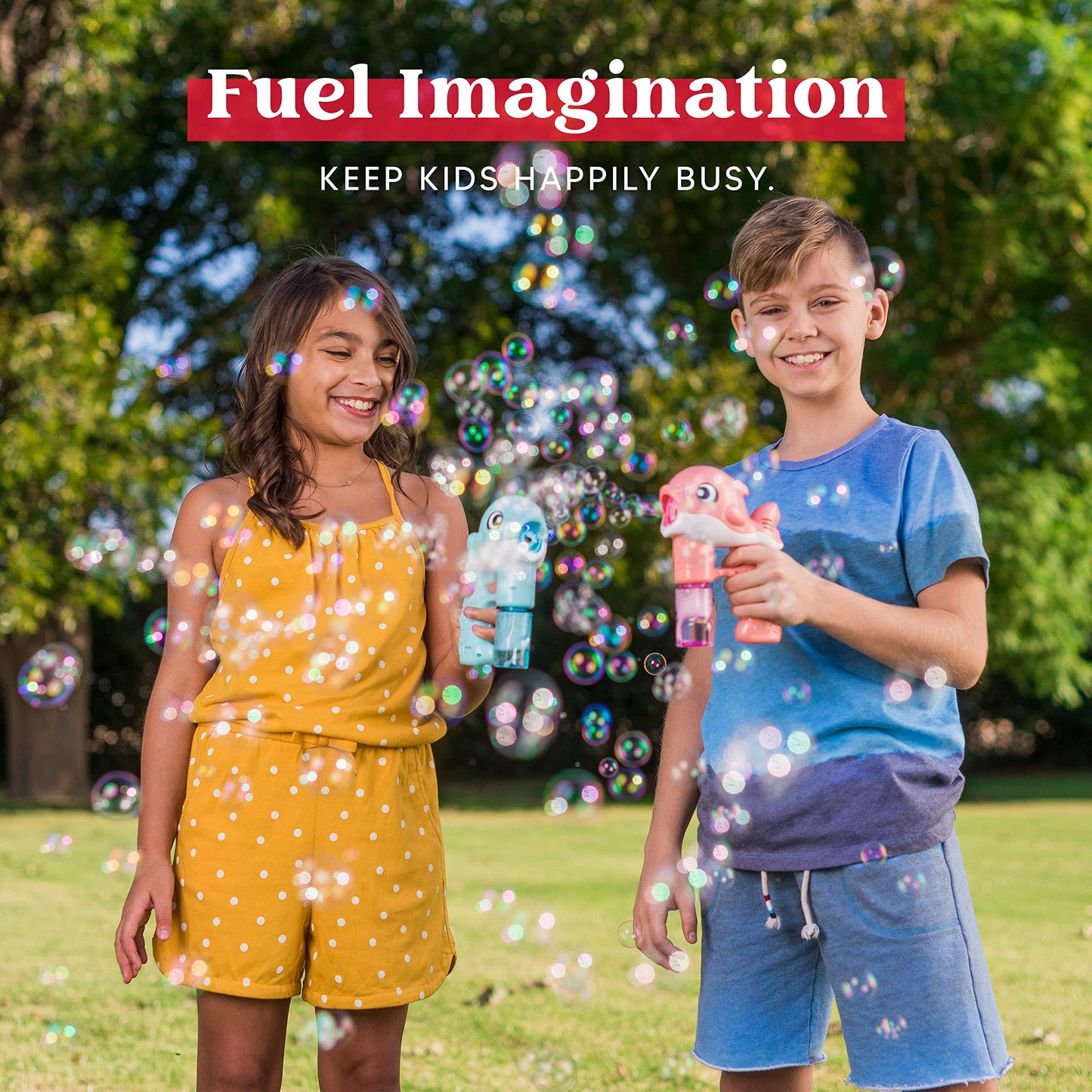 JOYIN 2 Bubble Guns Kit – Whale Bubble Blowers with 4 Solutions
