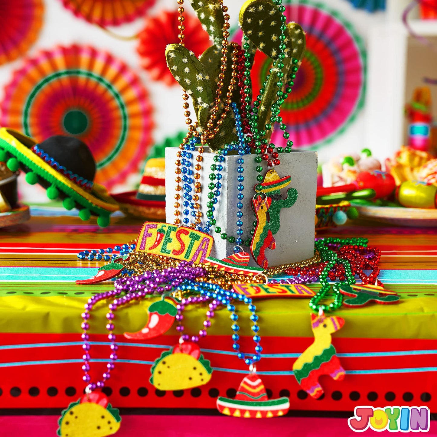JOYIN 12-Pack Cinco de Mayo Fiesta Necklaces – Party Favors & Photo Props