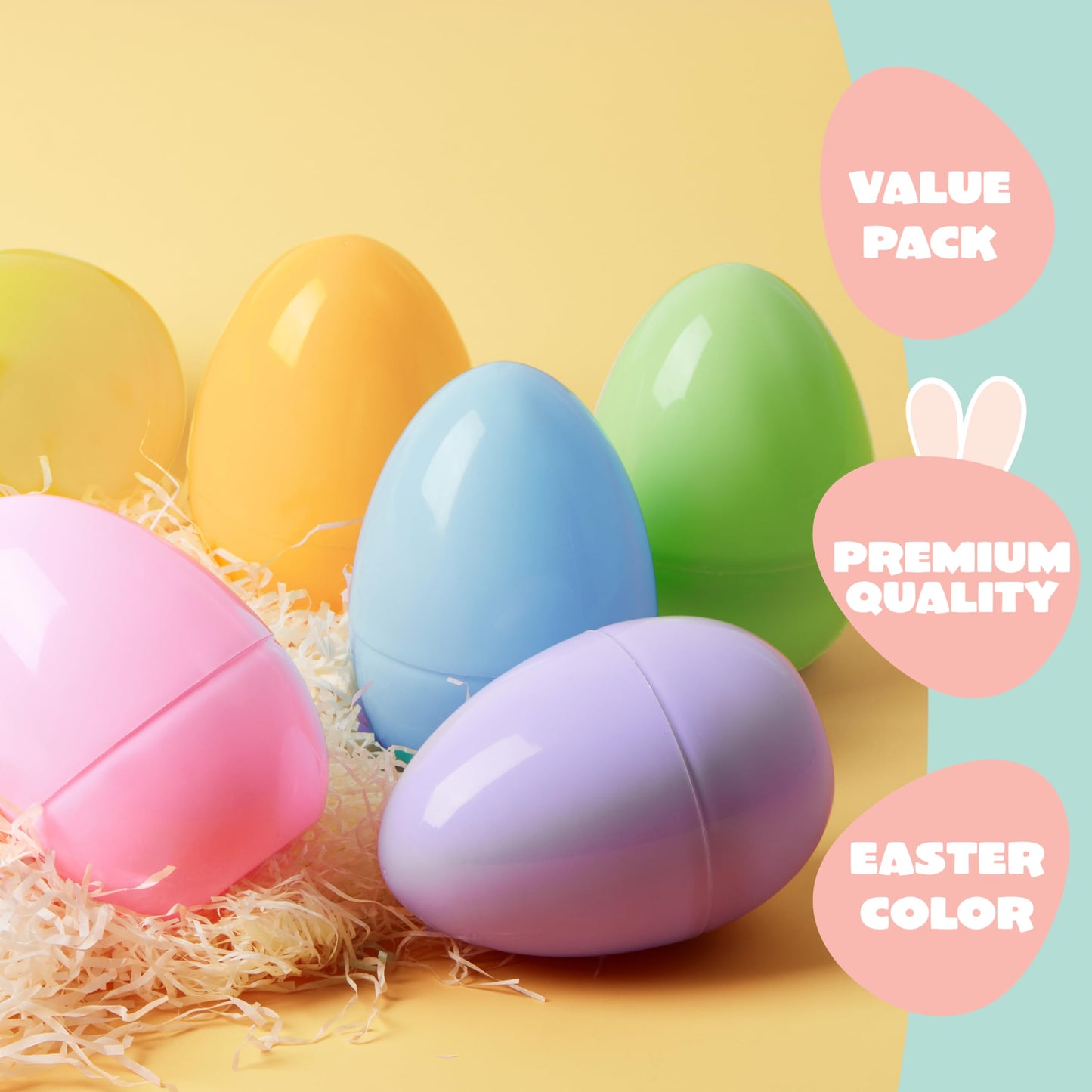 JOYIN 24 Pcs Large Pastel Easter Eggs – 6-Inch Jumbo Fillable Eggs for Easter Hunts