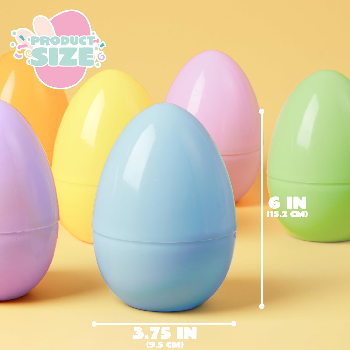 JOYIN 12 Pcs Large Pastel Easter Eggs – Jumbo 6-Inch Fillable Eggs for Easter Hunt & Decor