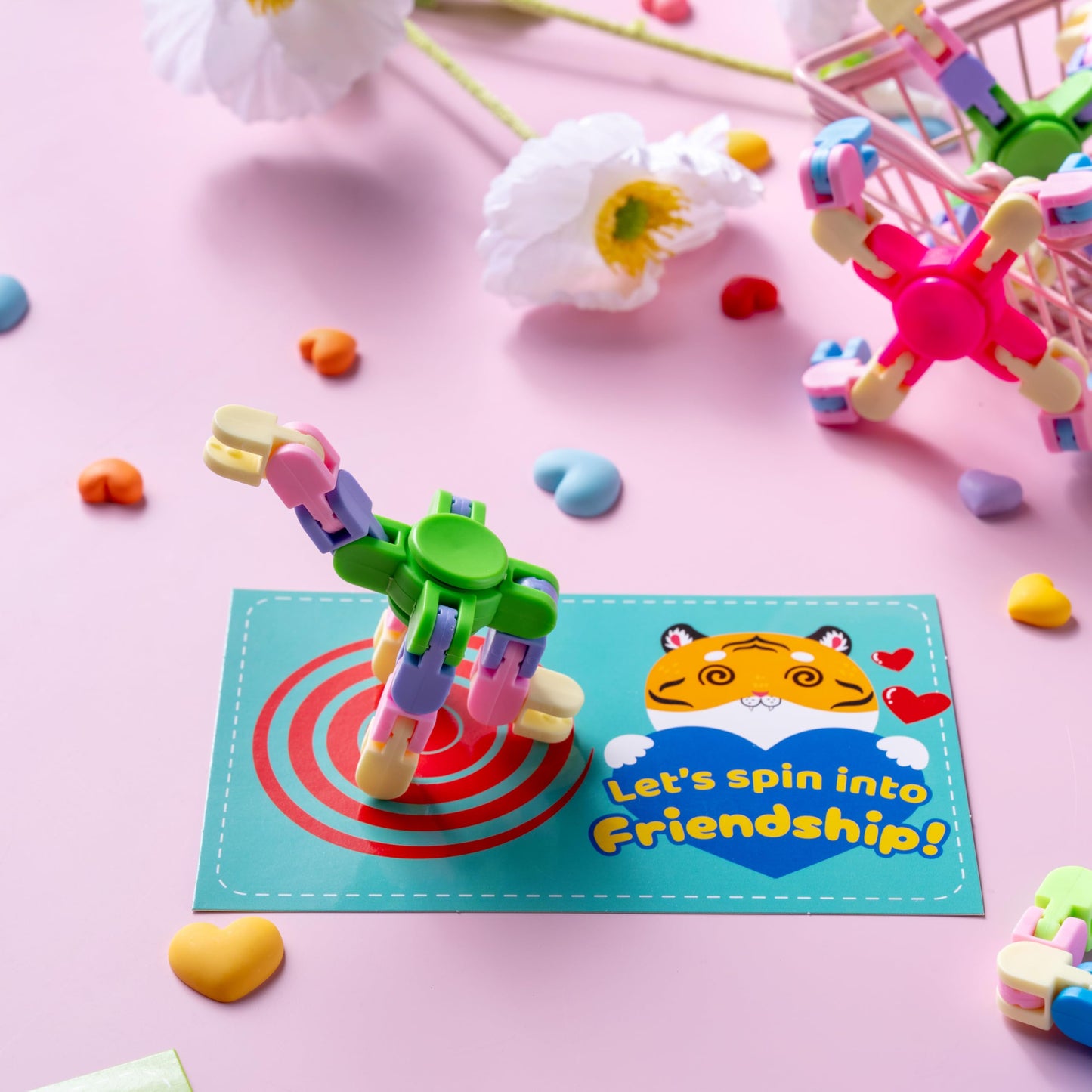JOYIN 30-Pack Valentine’s Day Fidget Spinners with 6 Gift Card Designs
