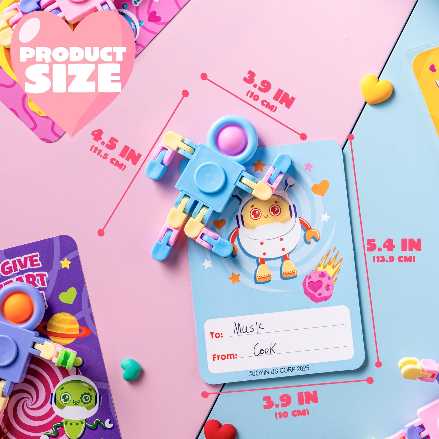 JOYIN 30-Packs Valentine's Day Pastel Robot Fidget Spinners with Cards – Classroom Prizes & Party Favors