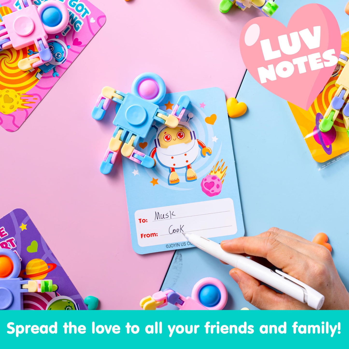 JOYIN 30-Packs Valentine's Day Pastel Robot Fidget Spinners with Cards – Classroom Prizes & Party Favors