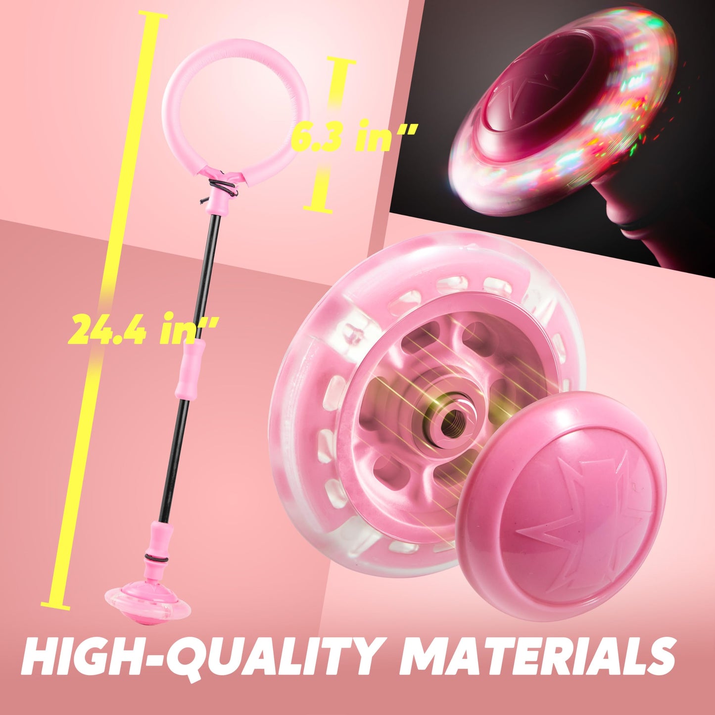 JOYIN Pink Ankle Skip Ball with Flashing Lights | Indoor & Outdoor Toy for Kids 3+