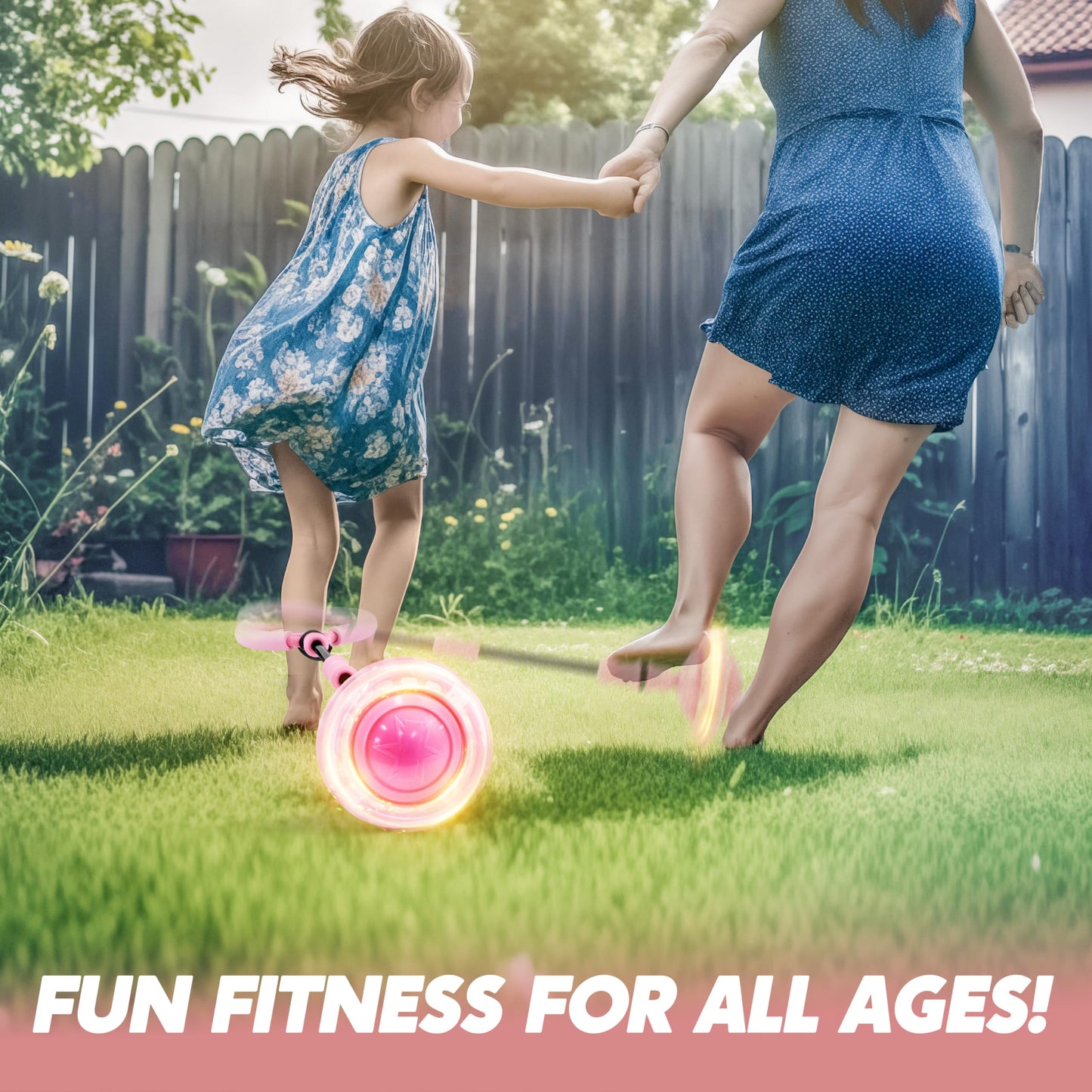 JOYIN Pink Ankle Skip Ball with Flashing Lights | Indoor & Outdoor Toy for Kids 3+