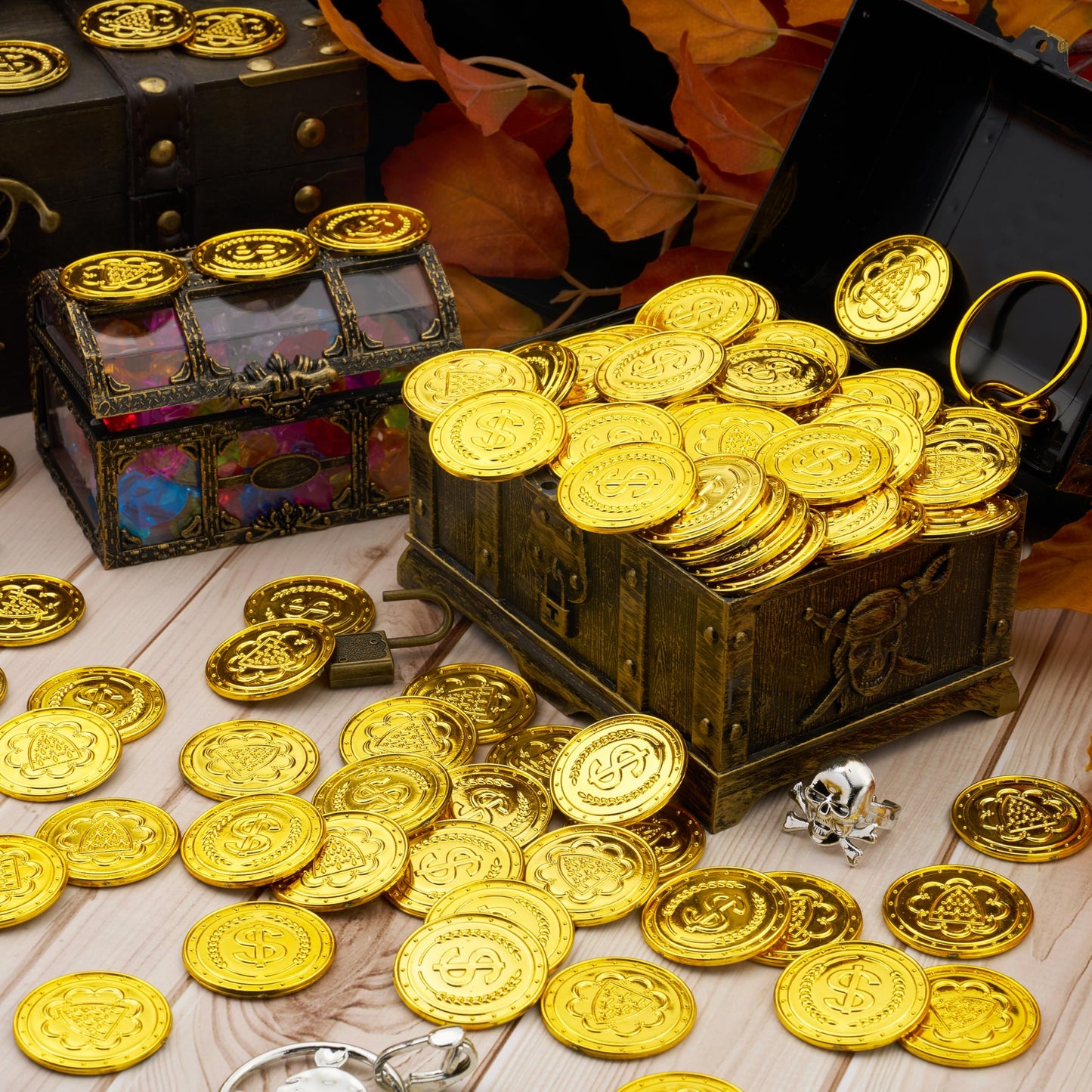 JOYIN 100 PCS St. Patrick's Day Coins – Plastic Gold Doubloons for Treasure Hunts, Party Favors & Decor