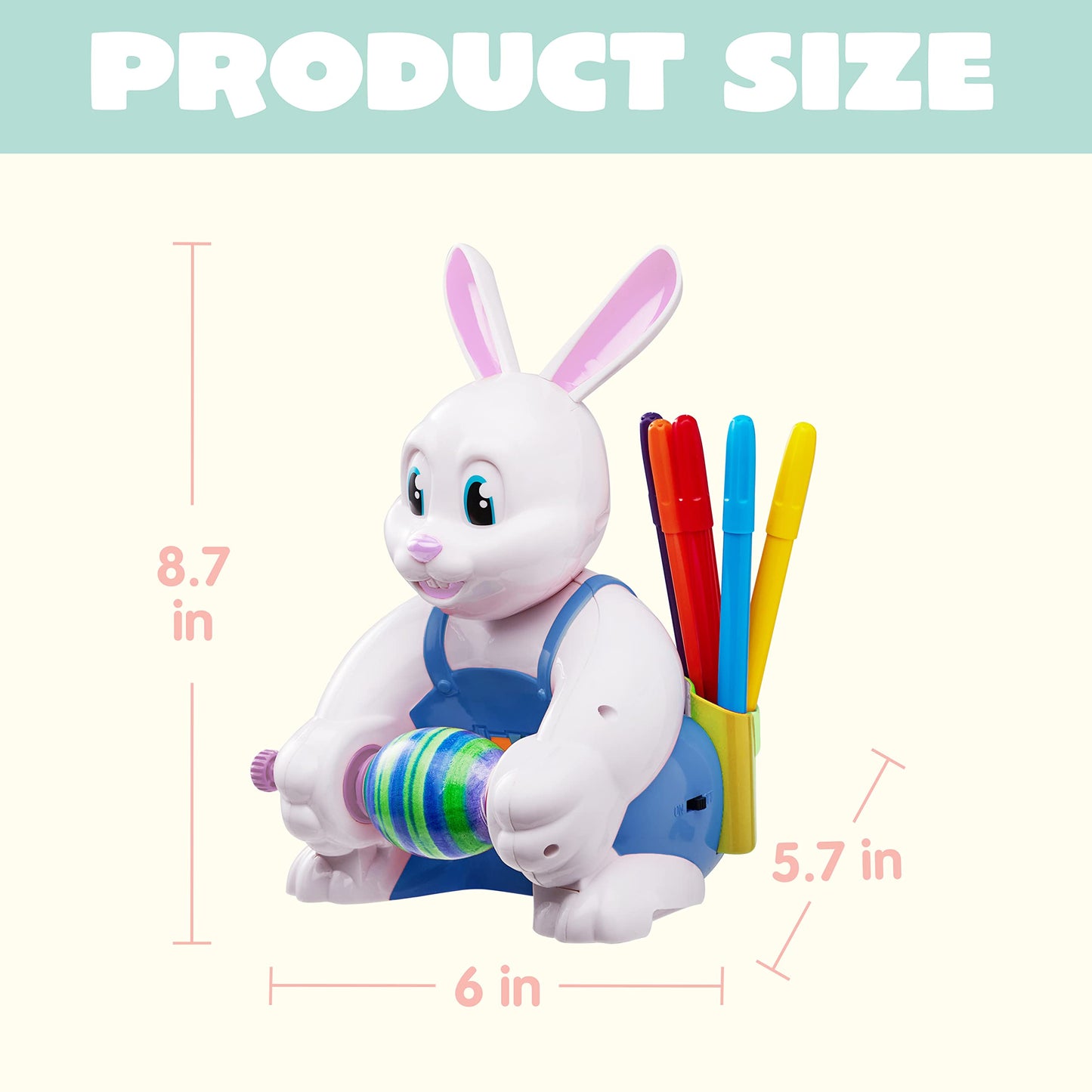JOYIN Motorized Easter Egg Decorator Kit — Busy Bunny Spinner with 10 Non-Toxic Markers