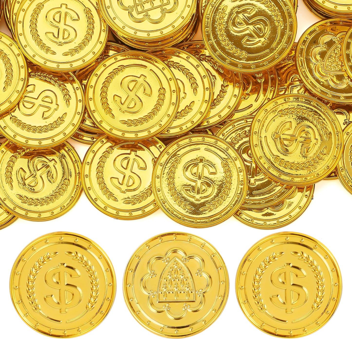 JOYIN 100 PCS St. Patrick's Day Coins – Plastic Gold Doubloons for Treasure Hunts, Party Favors & Decor
