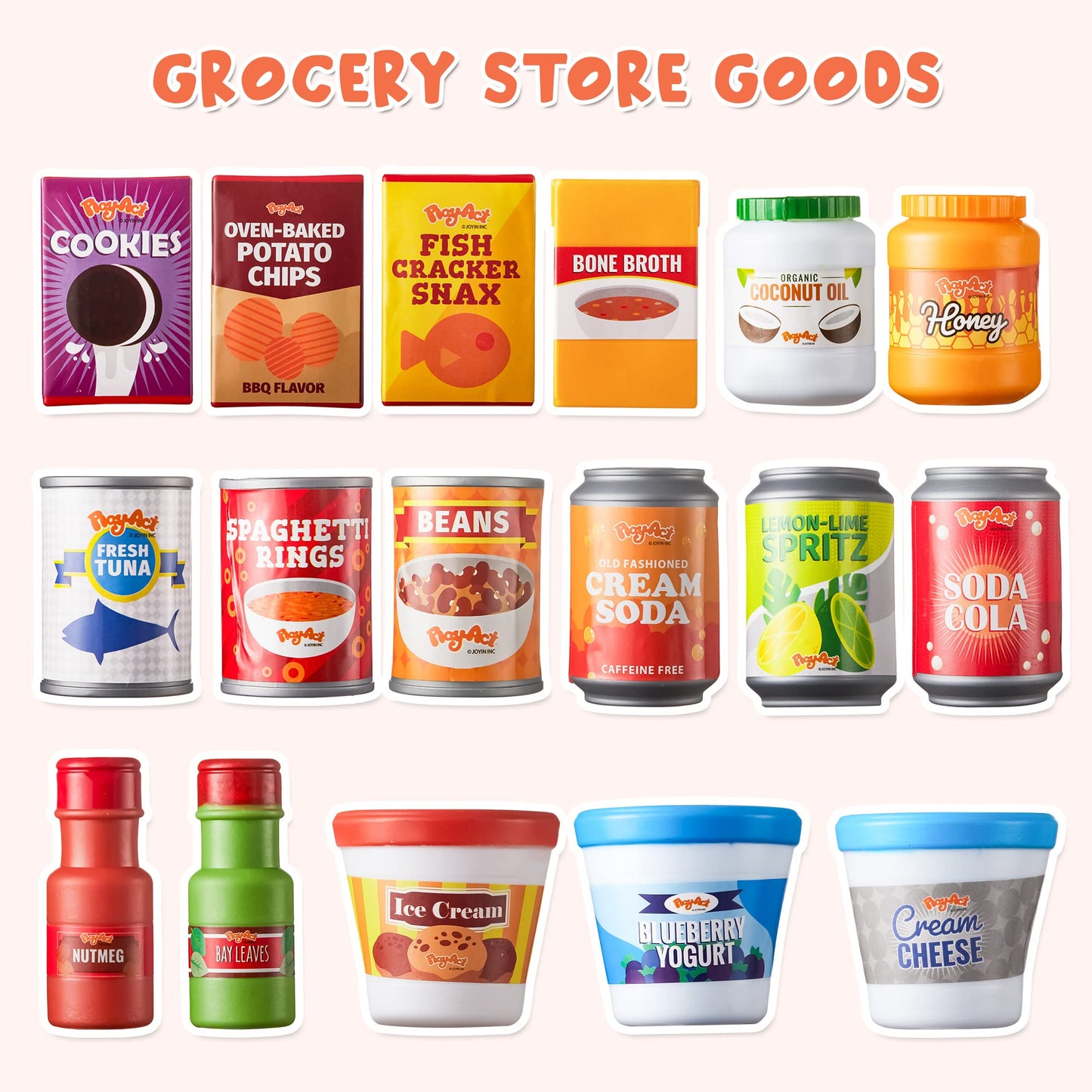 JOYIN 30Pcs Play Food Cans | Pretend Kitchen Toys for Kids