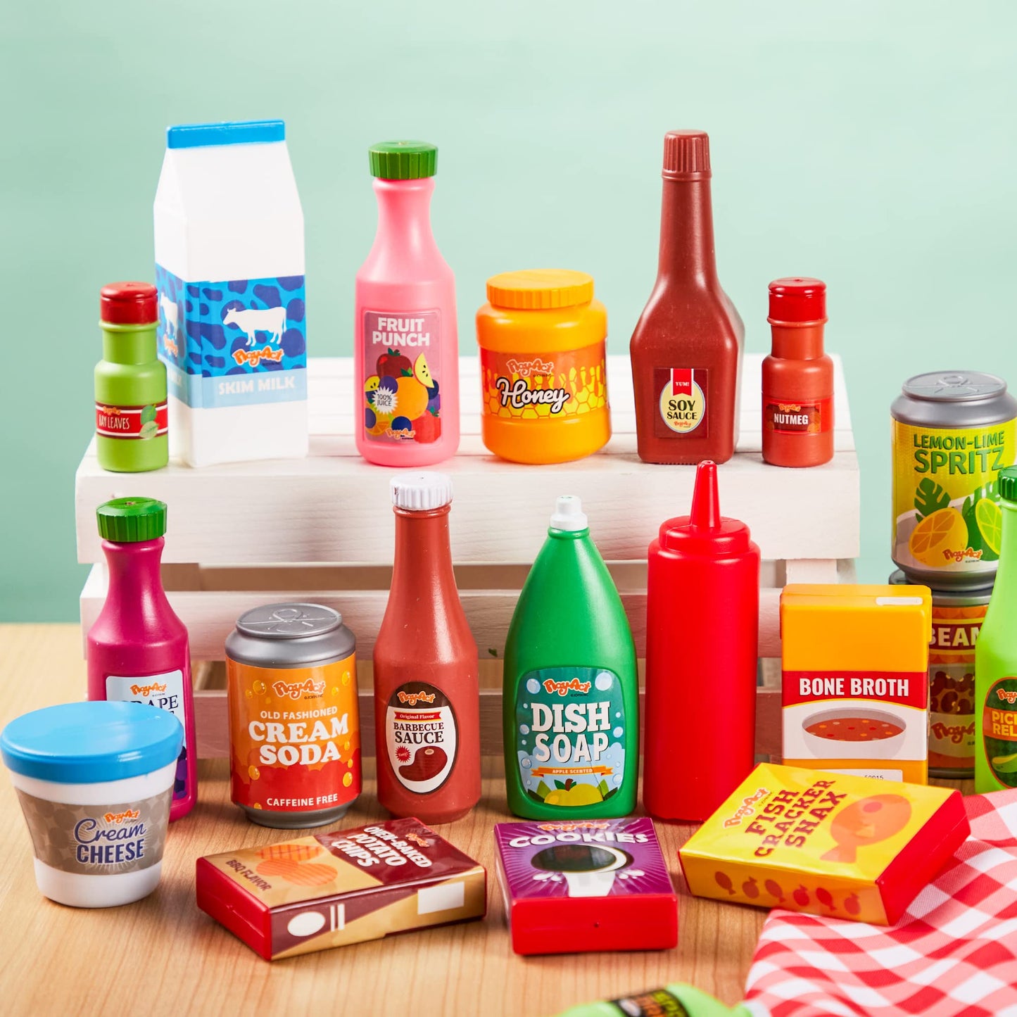 JOYIN 30Pcs Play Food Cans | Pretend Kitchen Toys for Kids