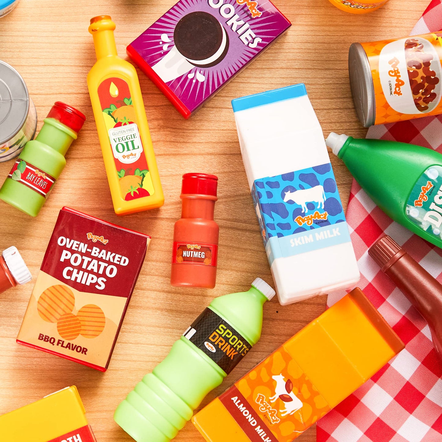 JOYIN 30Pcs Play Food Cans | Pretend Kitchen Toys for Kids