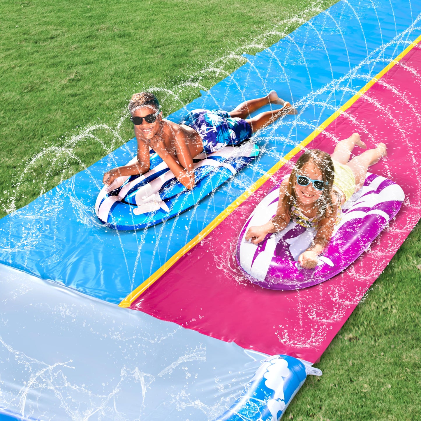 JOYIN 2-Pack Inflatable Body Boards for Pools & Water Slides - Learn to Swim (Blue & Purple)