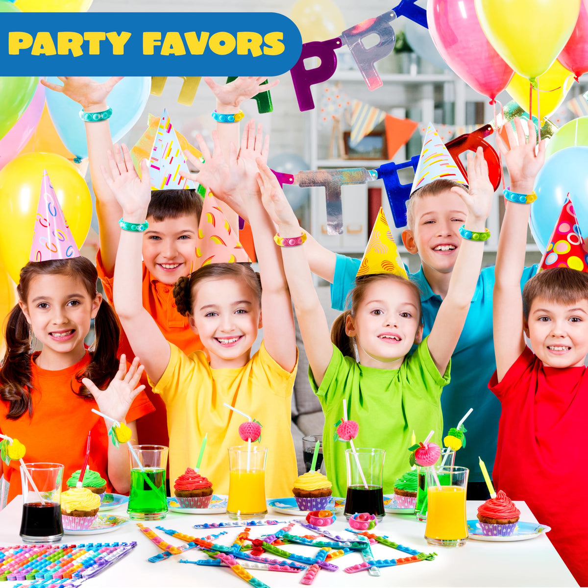 JOYIN Pop Fidget Toys Bulk 25-Pack – Bracelets, Sensory Toys for Kids 4-12, Party Favors