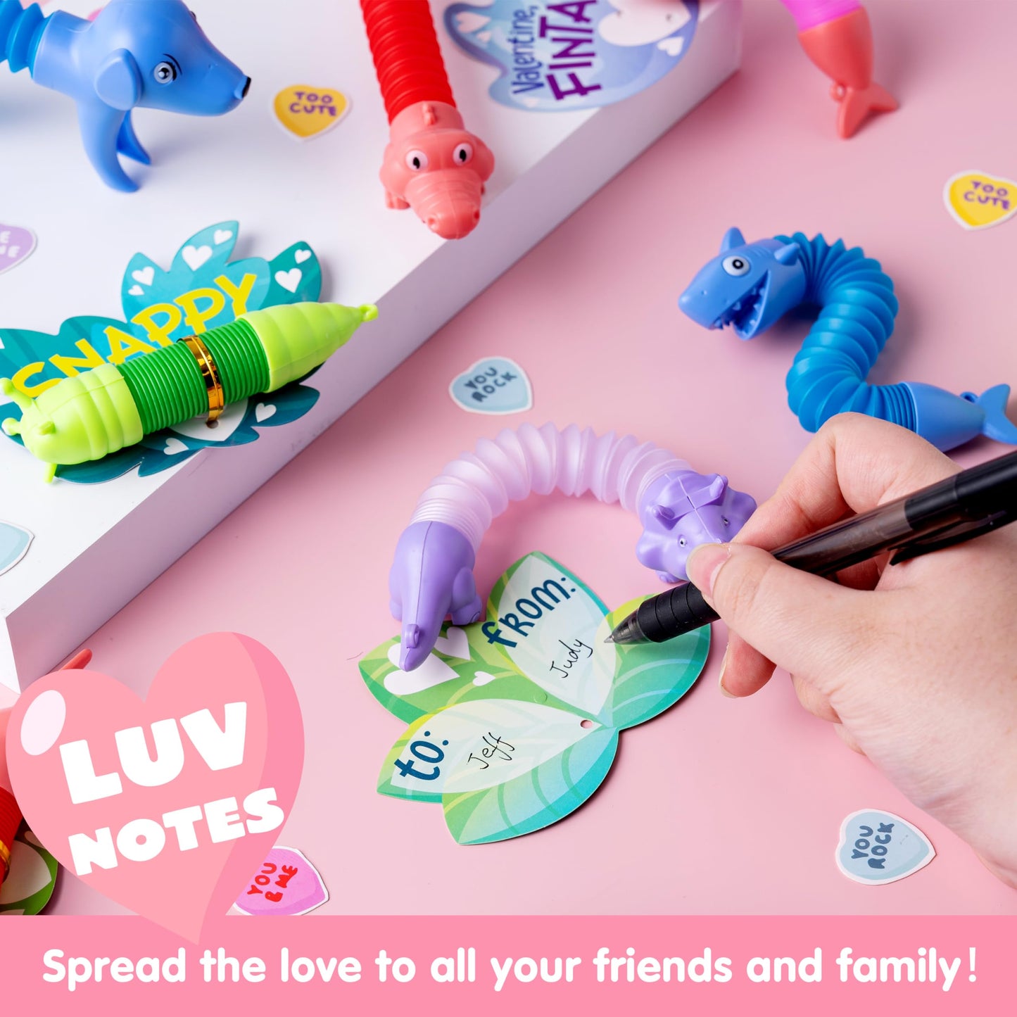 JOYIN 30 Packs Valentines Day Animal Pop Tubes – Fidget Toys for Kids
