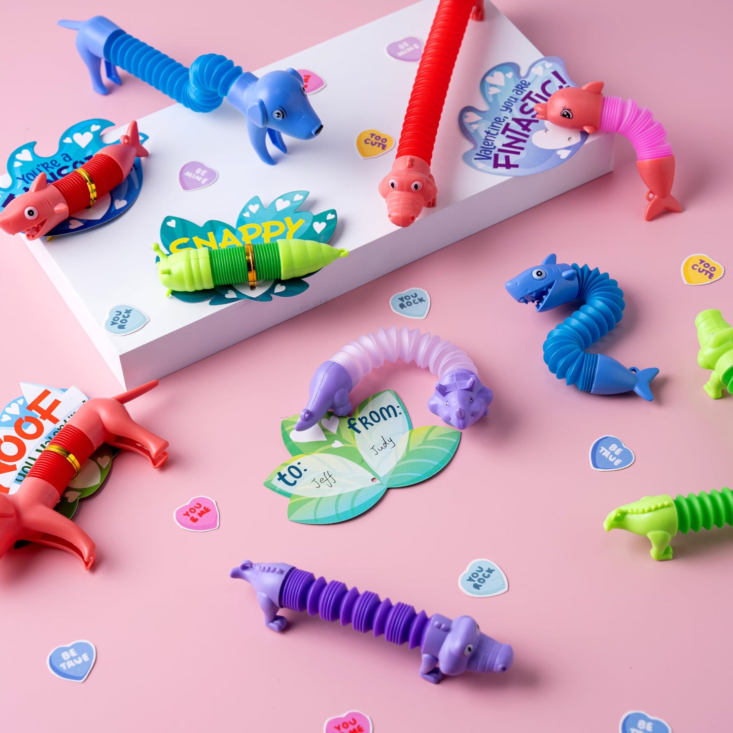 JOYIN 30 Packs Valentines Day Animal Pop Tubes – Fidget Toys for Kids