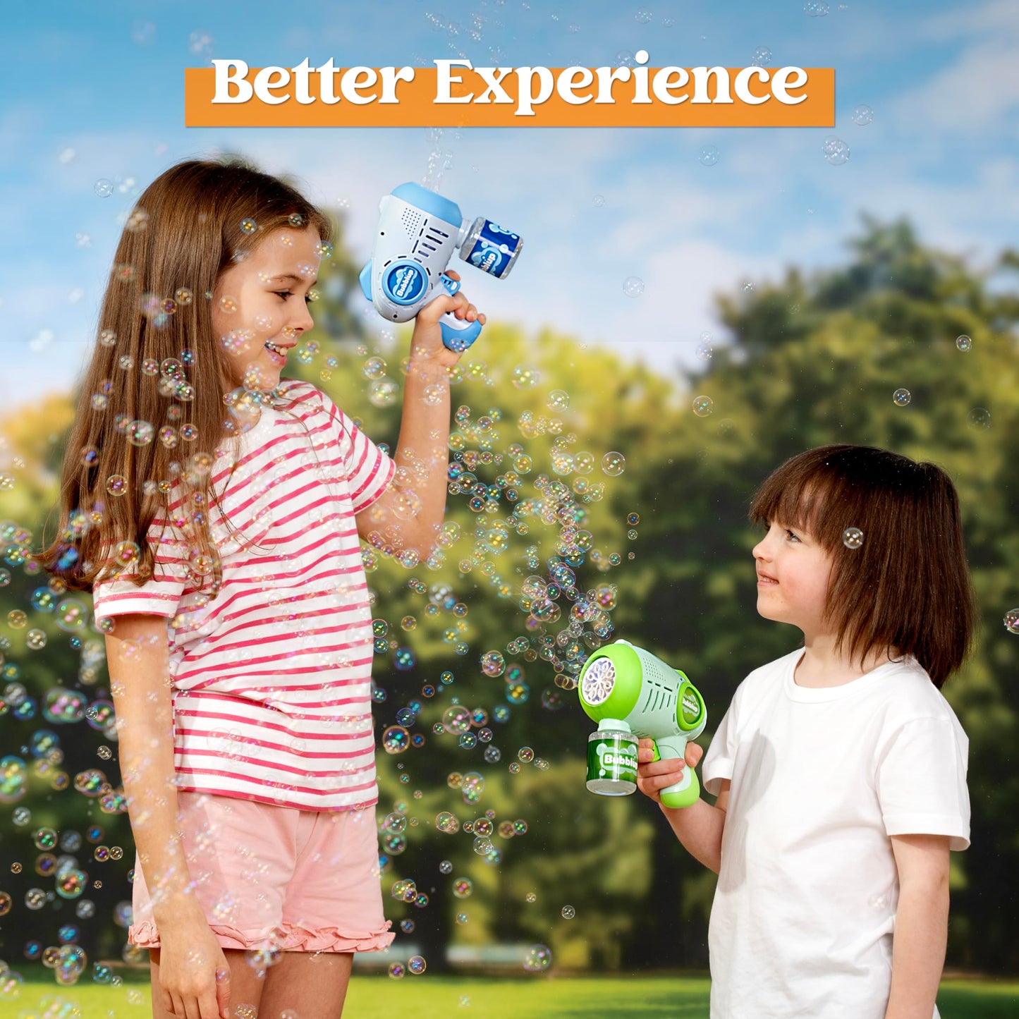 JOYIN 2 Kids Bubble Guns Set with 4 Bottles – LED Bubble Machine, 8-Hole Guns, 10,000+ Bubbles/Min