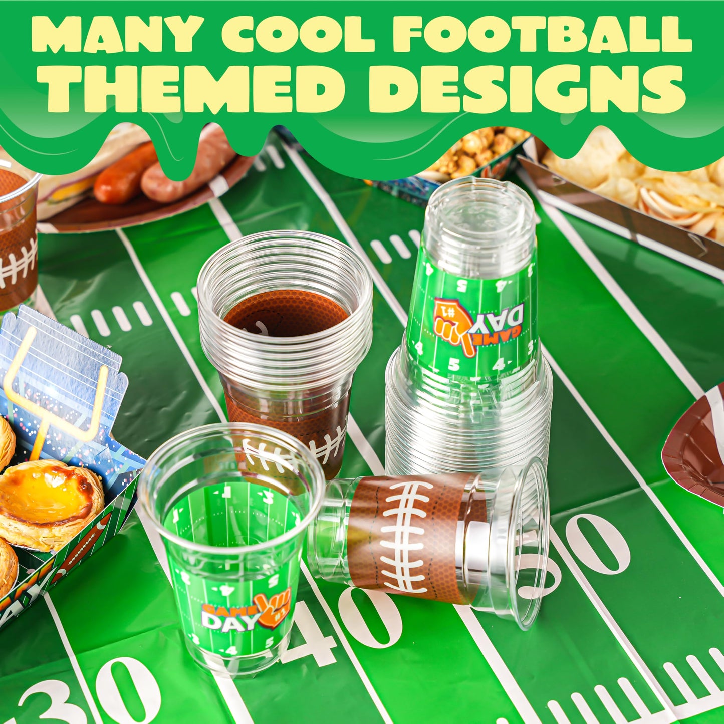 JOYIN 24-Pack 16oz Football Plastic Cups – Disposable Bulk for Sports Parties & Football Party Decor