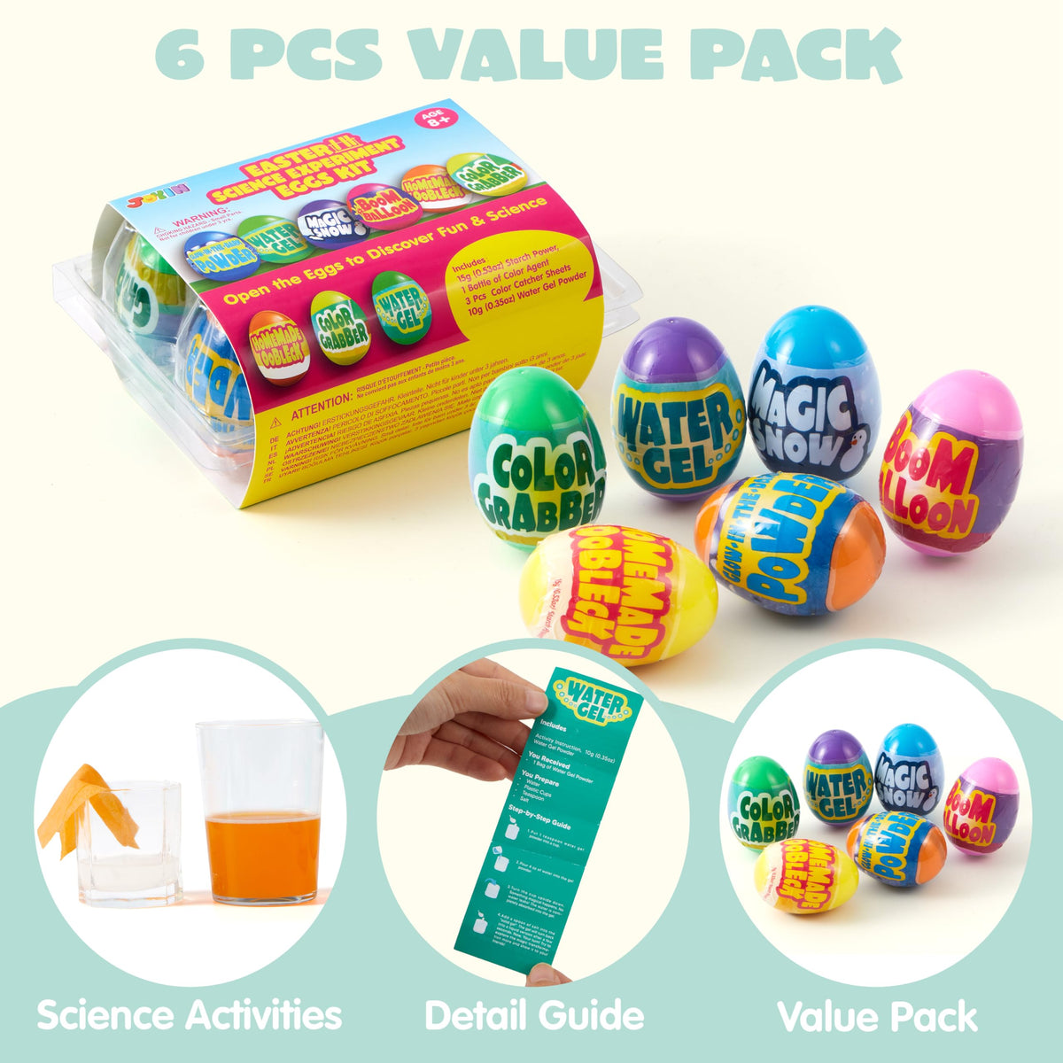 JOYIN 6pcs Prefilled Easter Eggs with Toys – Easter STEM Kits