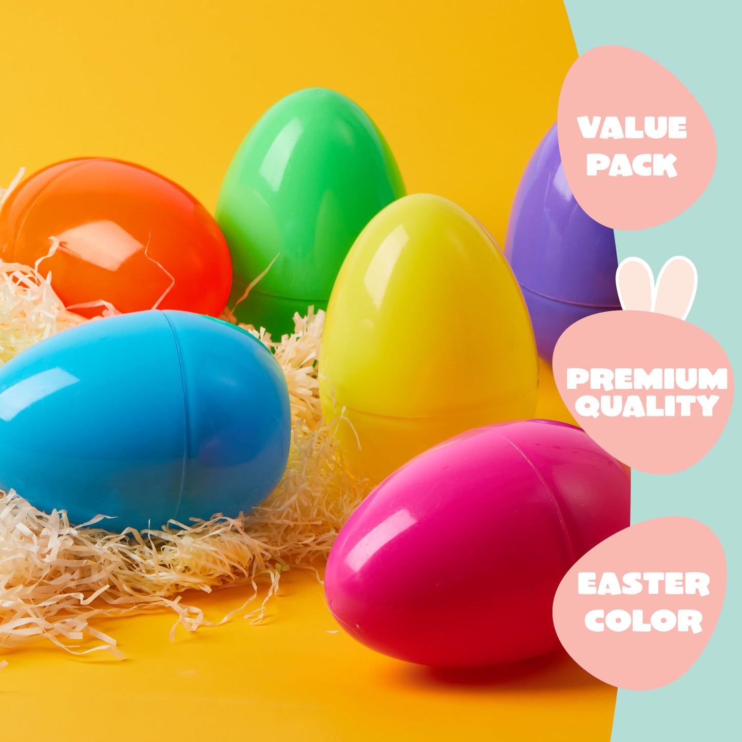 JOYIN 6 Pcs Large Plastic Easter Eggs – 6-Inch Colorful Jumbo Fillable Eggs for Easter Egg Hunts, Party Favors & Classroom Prizes