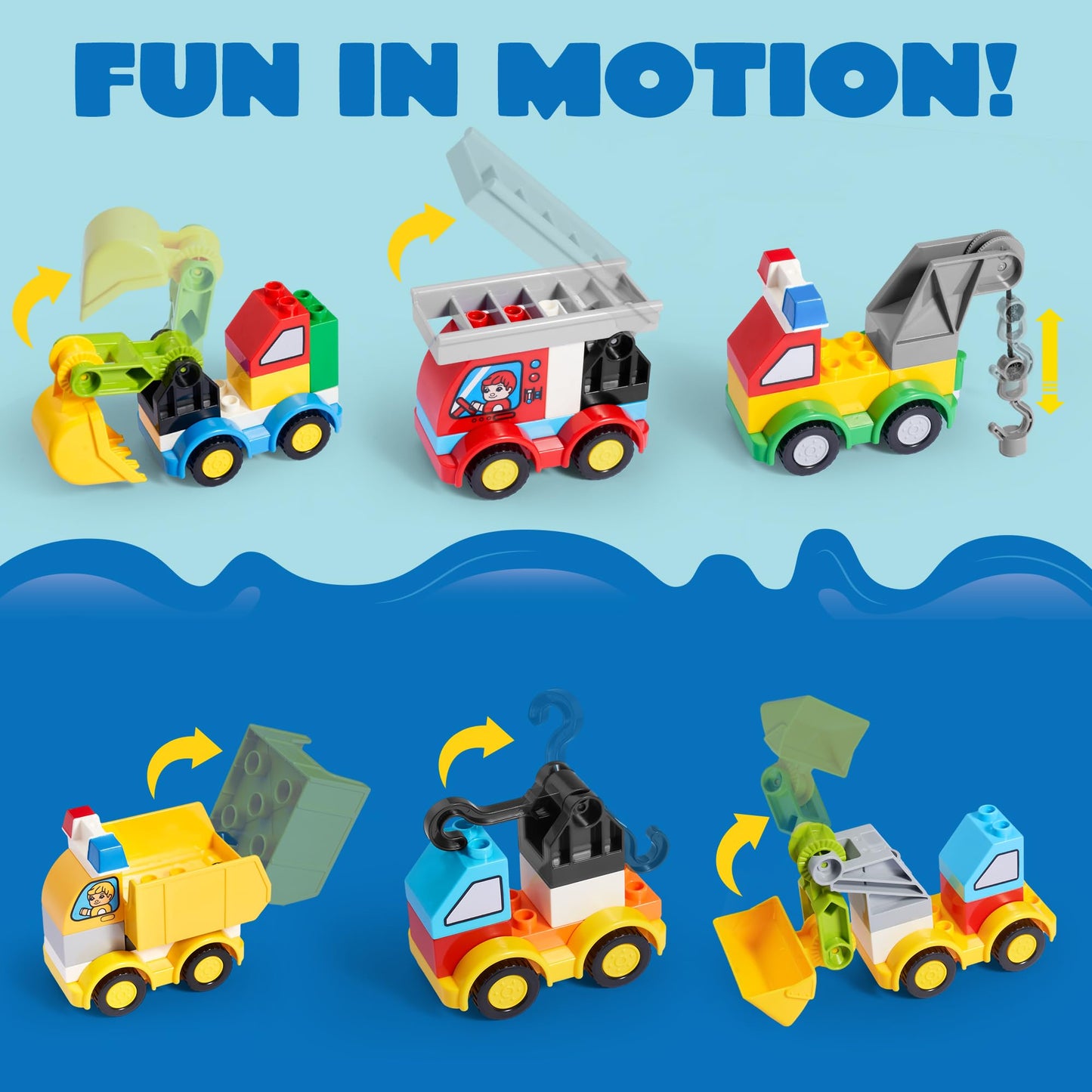 JOYIN 80Pcs Toddlers Car Building Blocks Set – 12 Vehicles, Build Your Own Toy Cars, Compatible with Brand Name Bricks
