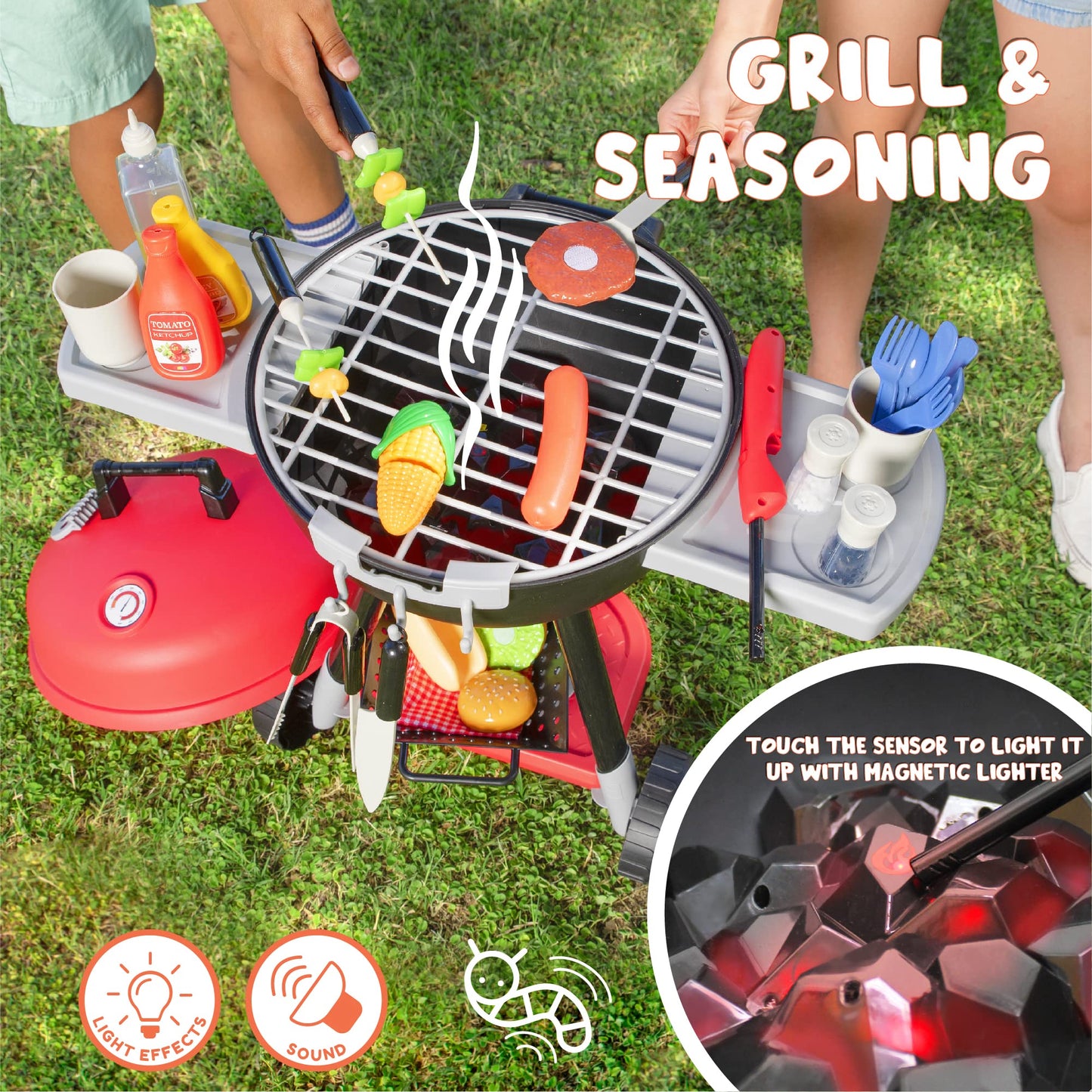 JOYIN Kitchen Toy Set & BBQ Grill — Interactive Cooking Play for Kids (Light & Sound)