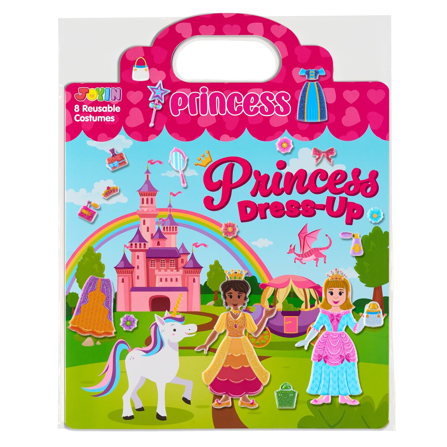 JOYIN Princess Dress-Up Reusable Sticker Book for Toddlers | 3D Sticker Book & Travel Activity