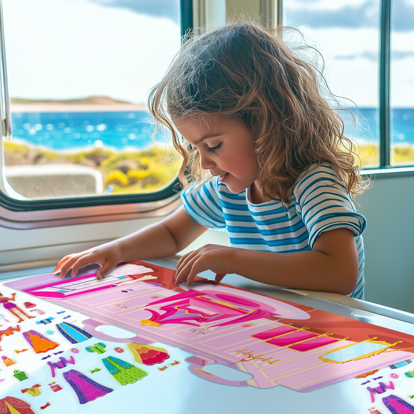 JOYIN Princess Dress-Up Reusable Sticker Book for Toddlers | 3D Sticker Book & Travel Activity