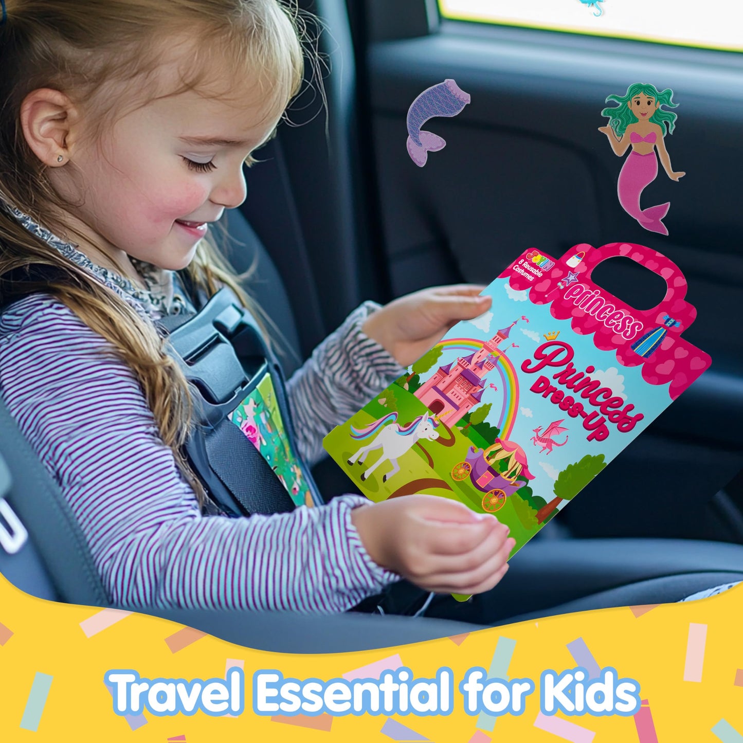 JOYIN Princess Dress-Up Reusable Sticker Book for Toddlers | 3D Sticker Book & Travel Activity